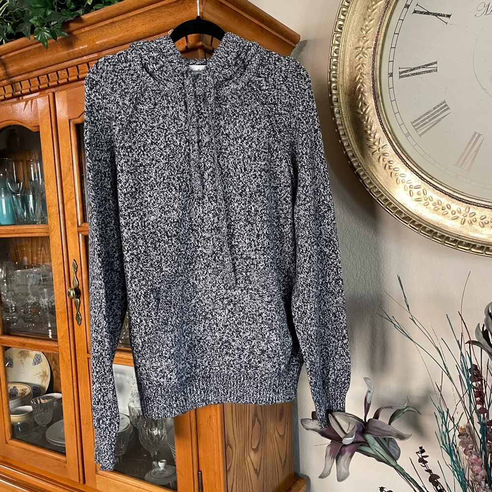 🖤 NWOT GOODFELLOW Marbled Black white gray hoodie Men size Large kangaroo pocket